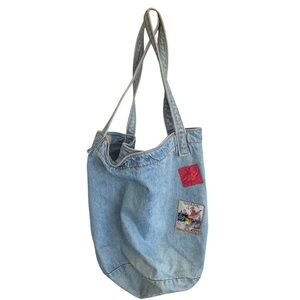 Denim Vintage Bucket Bag Tote Shane Patches Shoulder Hobo Vintage 80s 90s